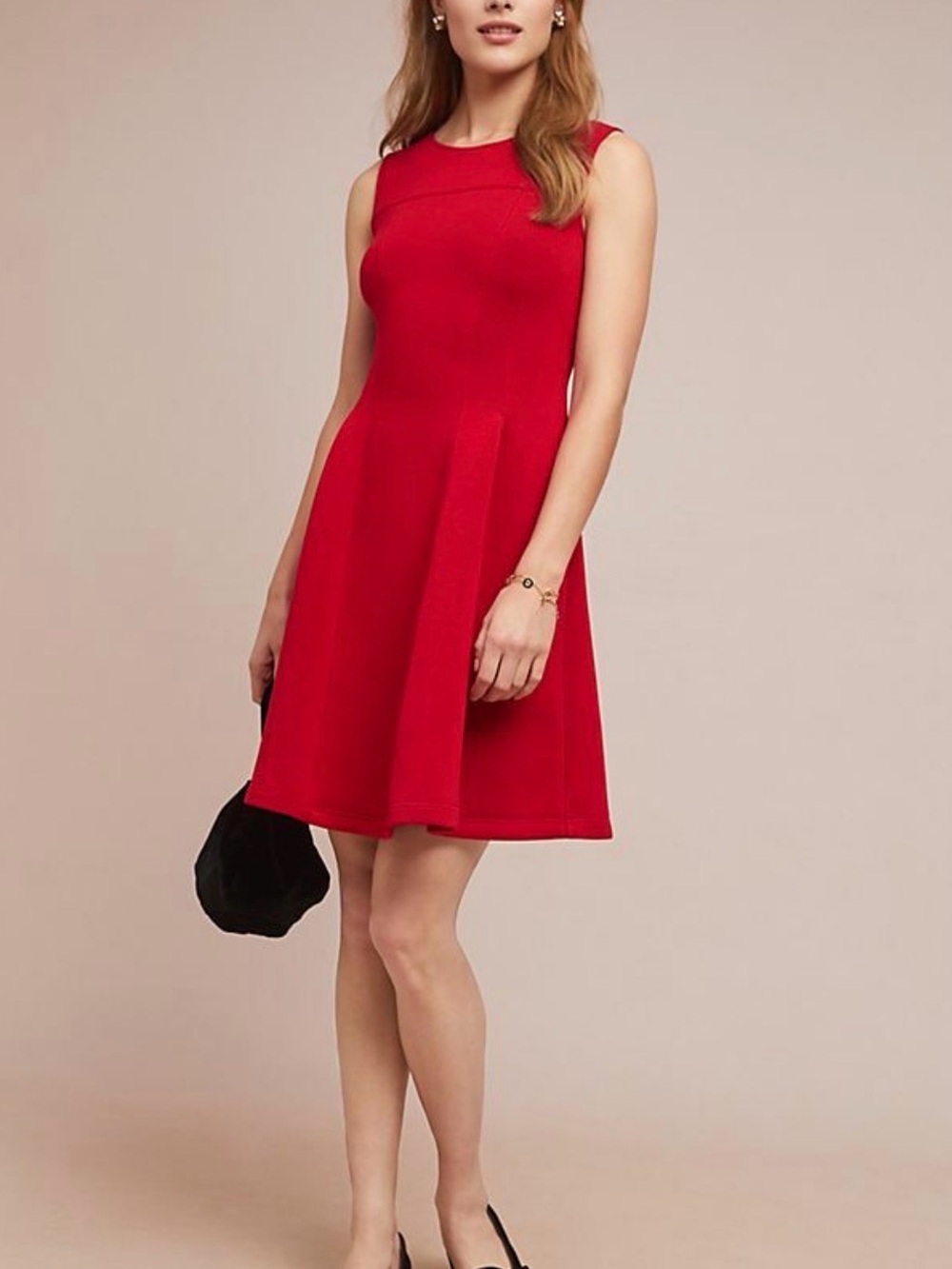 Maeve by Anthropologie Vibrant Red Sleeveless Fit-and-Flare Mini Dress